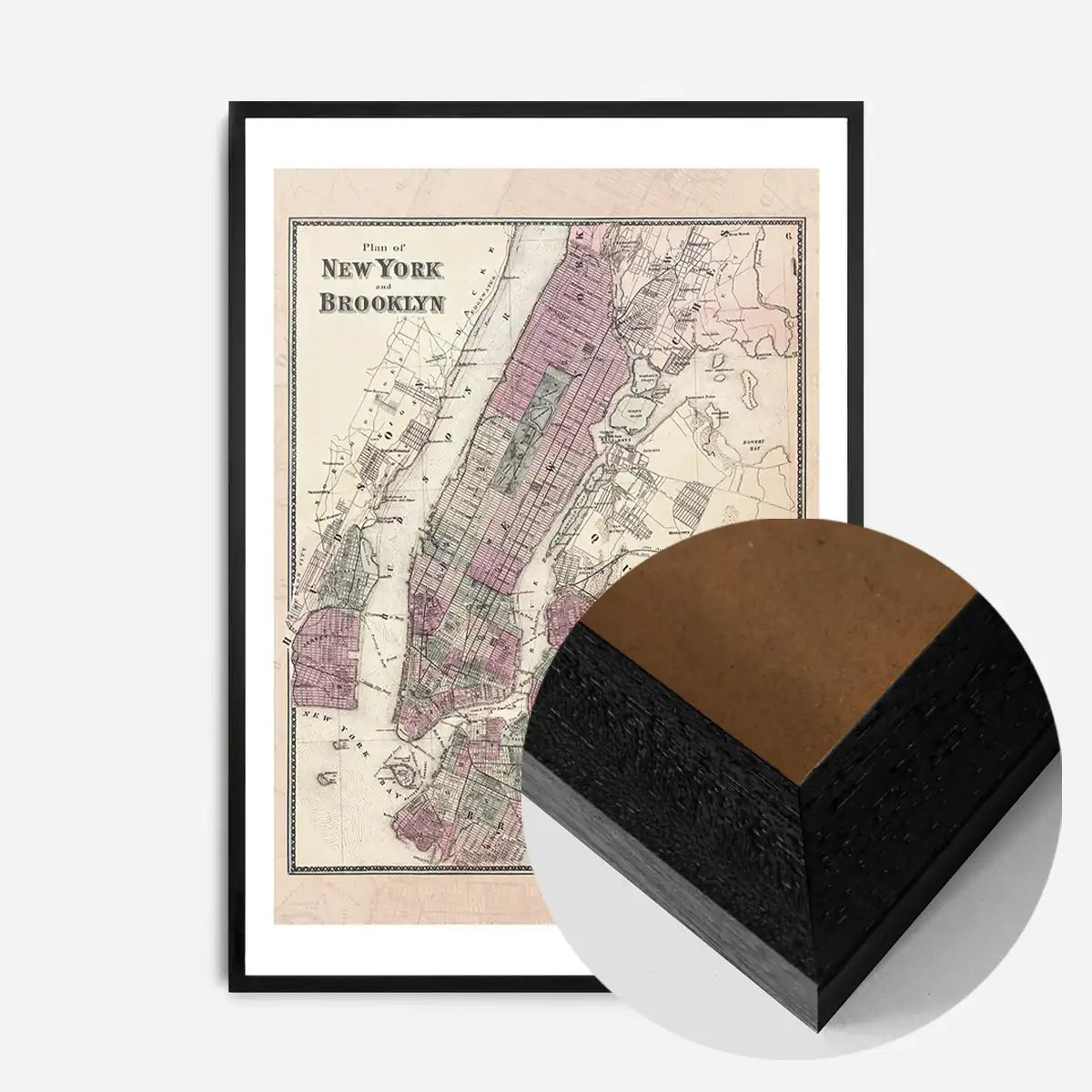 New York Brooklyn Vintage Antique Map Print
