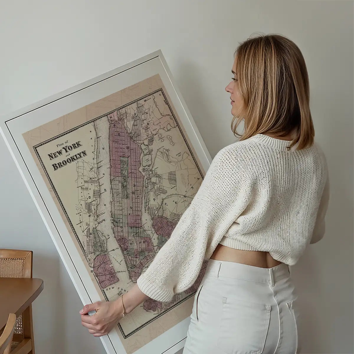 New York Brooklyn Vintage Antique Map Print