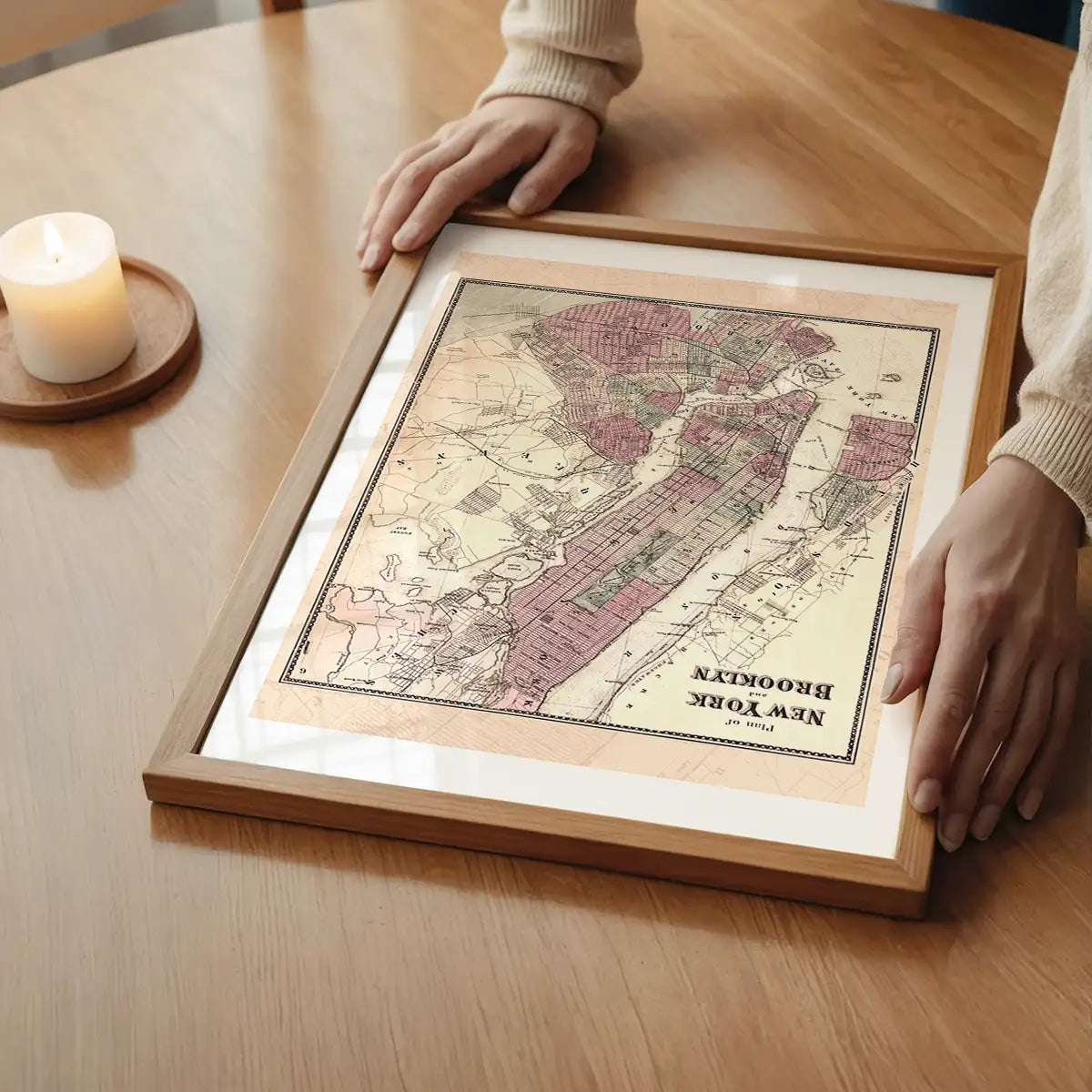 New York Brooklyn Vintage Antique Map Print
