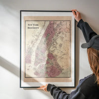 New York Brooklyn Vintage Antique Map Print