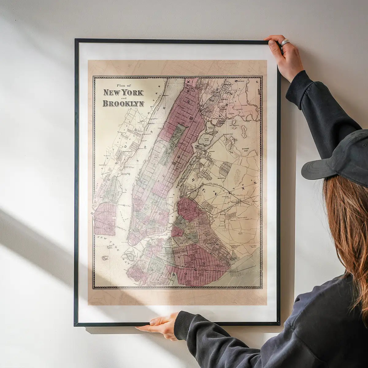 New York Brooklyn Vintage Antique Map Print