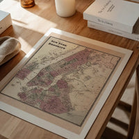 New York Brooklyn Vintage Antique Map Print