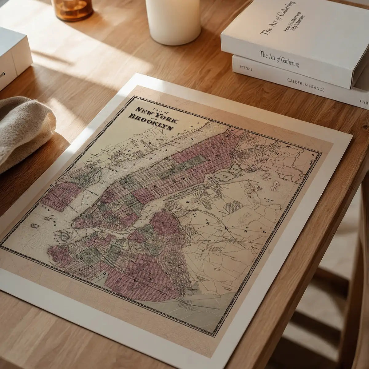 New York Brooklyn Vintage Antique Map Print