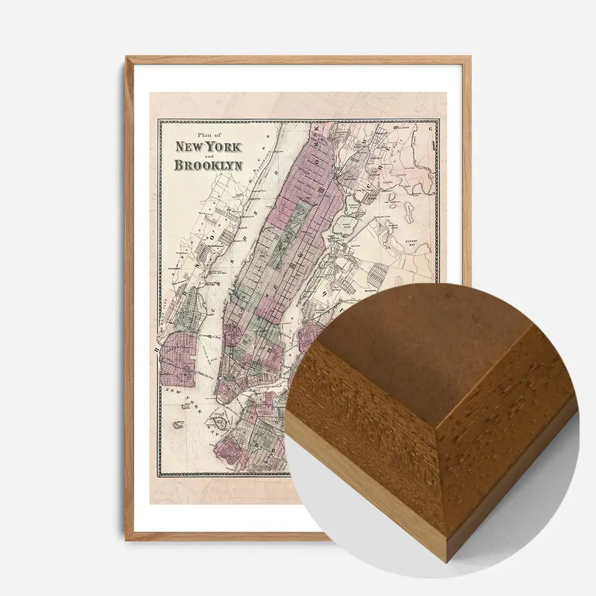 New York Brooklyn Vintage Antique Map Print
