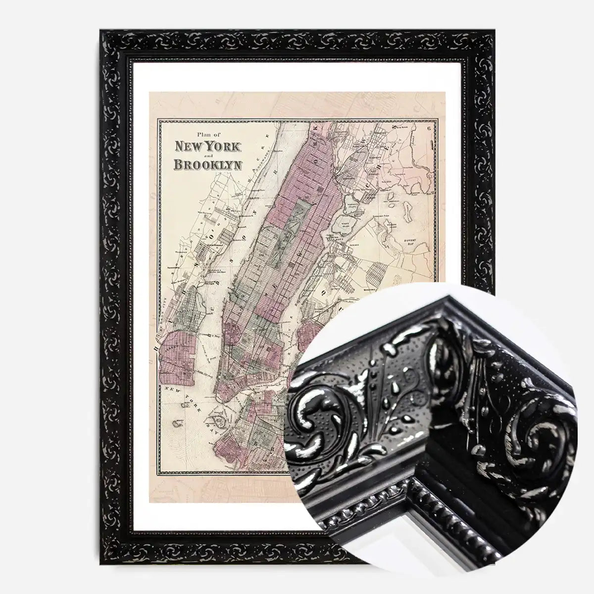 New York Brooklyn Vintage Antique Map Print
