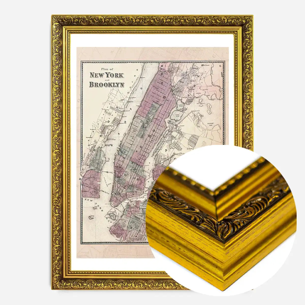 New York Brooklyn Vintage Antique Map Print