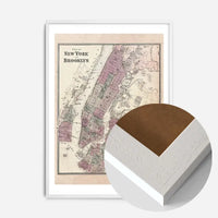New York Brooklyn Vintage Antique Map Print