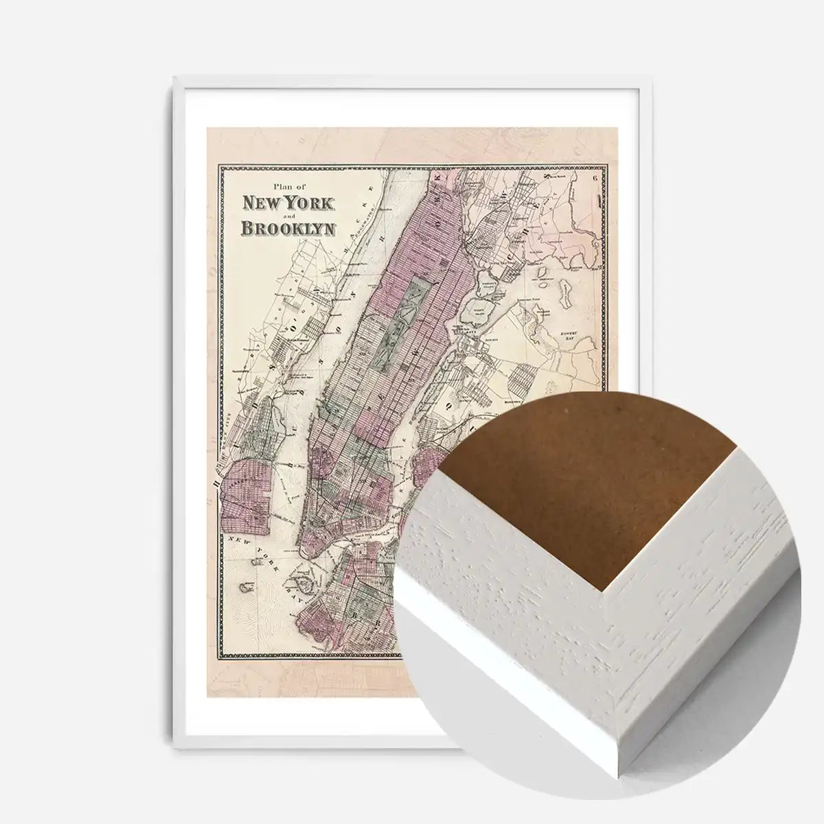 New York Brooklyn Vintage Antique Map Print
