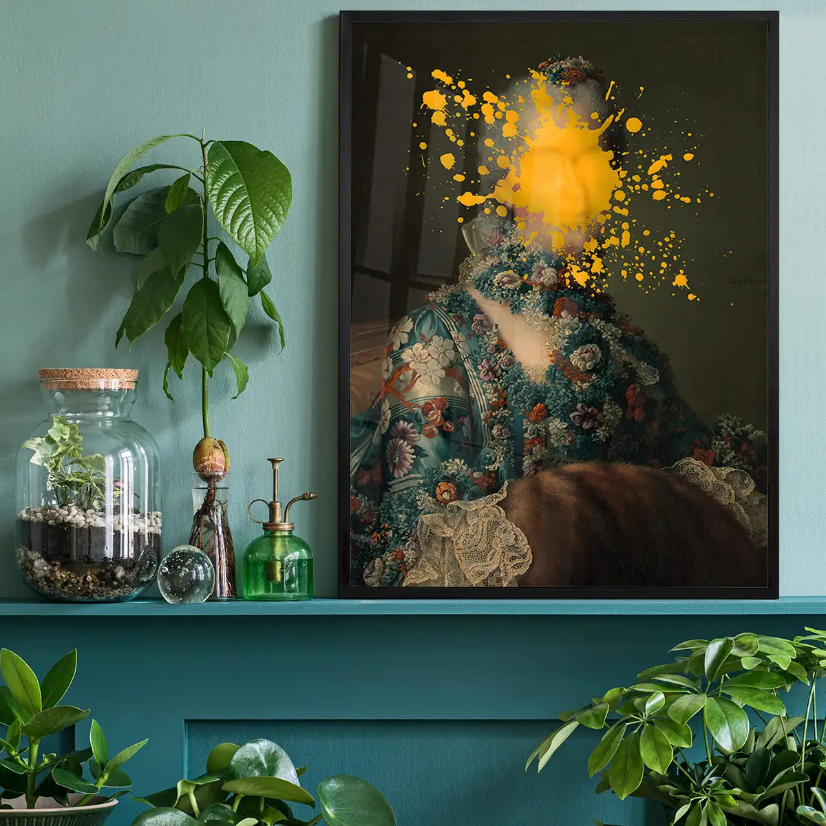 Paint Splat Face Altered Art Portrait Print