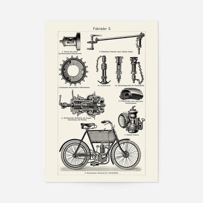Vintage Bicycle Illustration Cycling Print