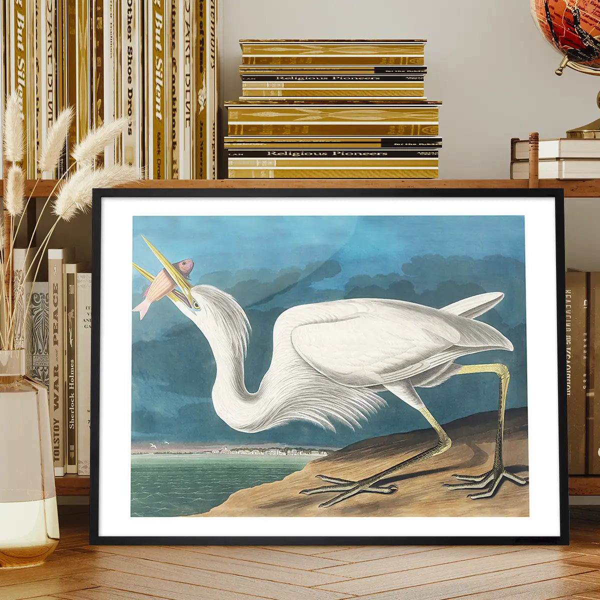 Great White Heron Vintage Bird Print