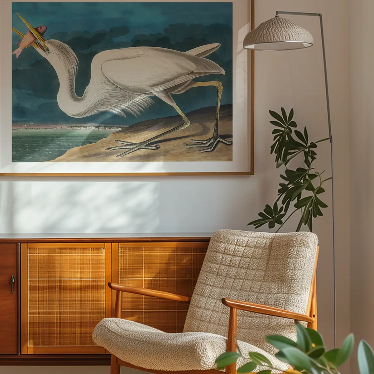 Great White Heron Vintage Bird Print