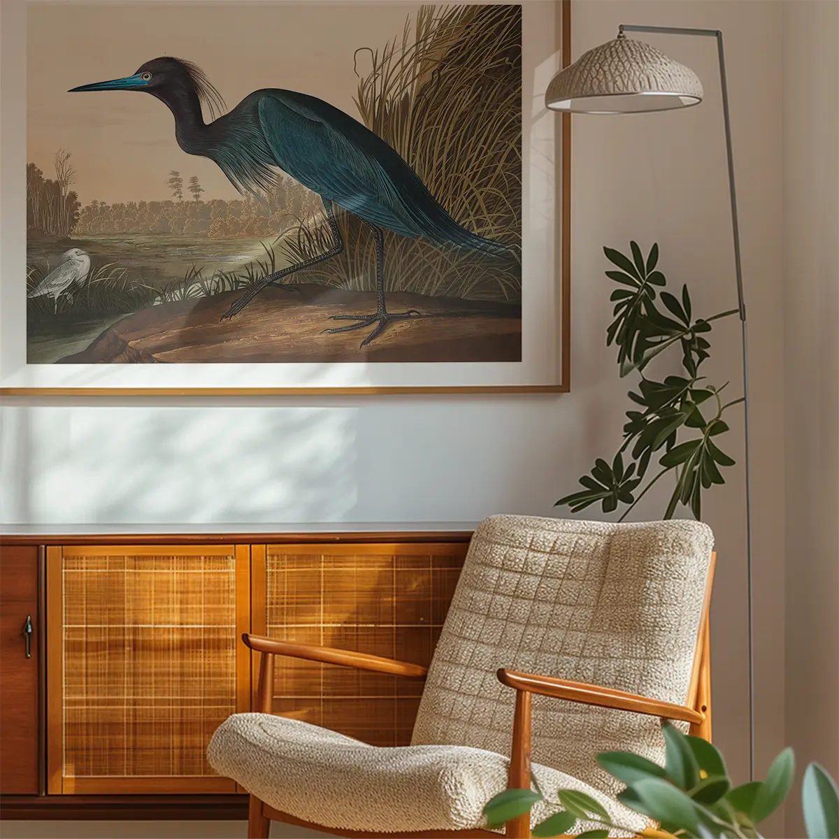 Blue Crane Vintage Bird Print