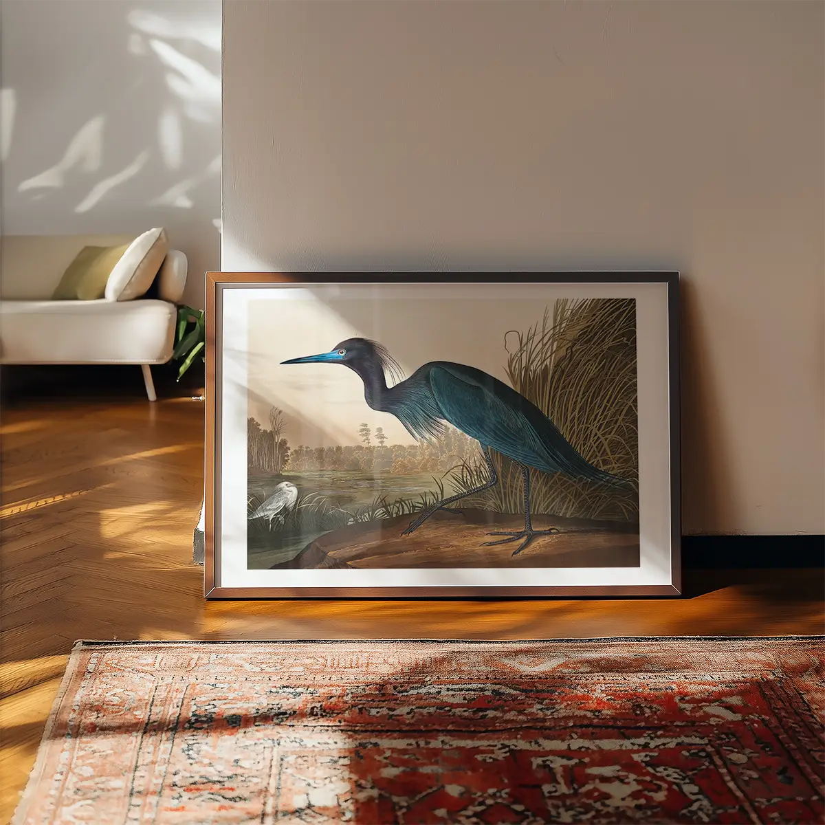 Blue Crane Vintage Bird Print
