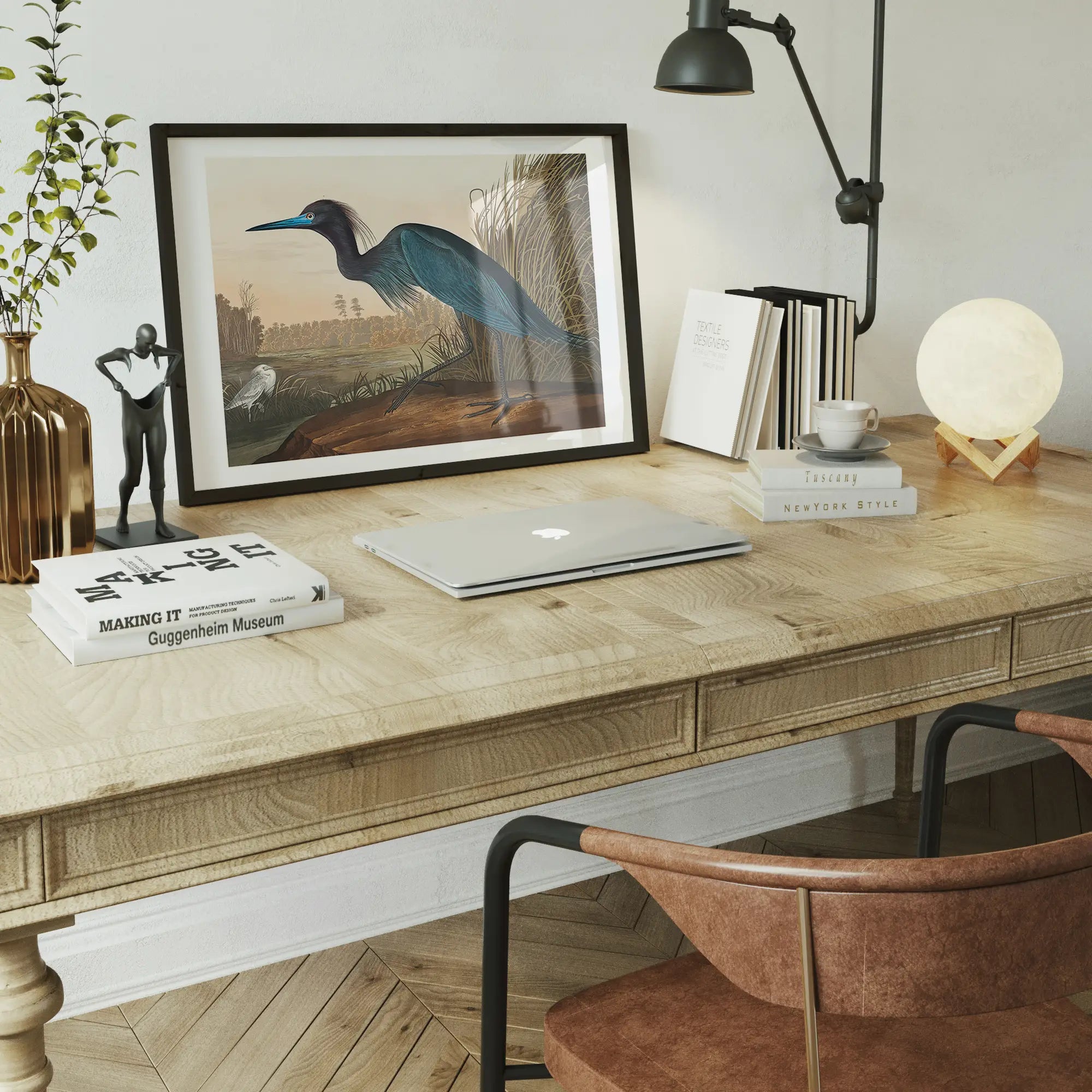 Blue Crane Vintage Bird Print
