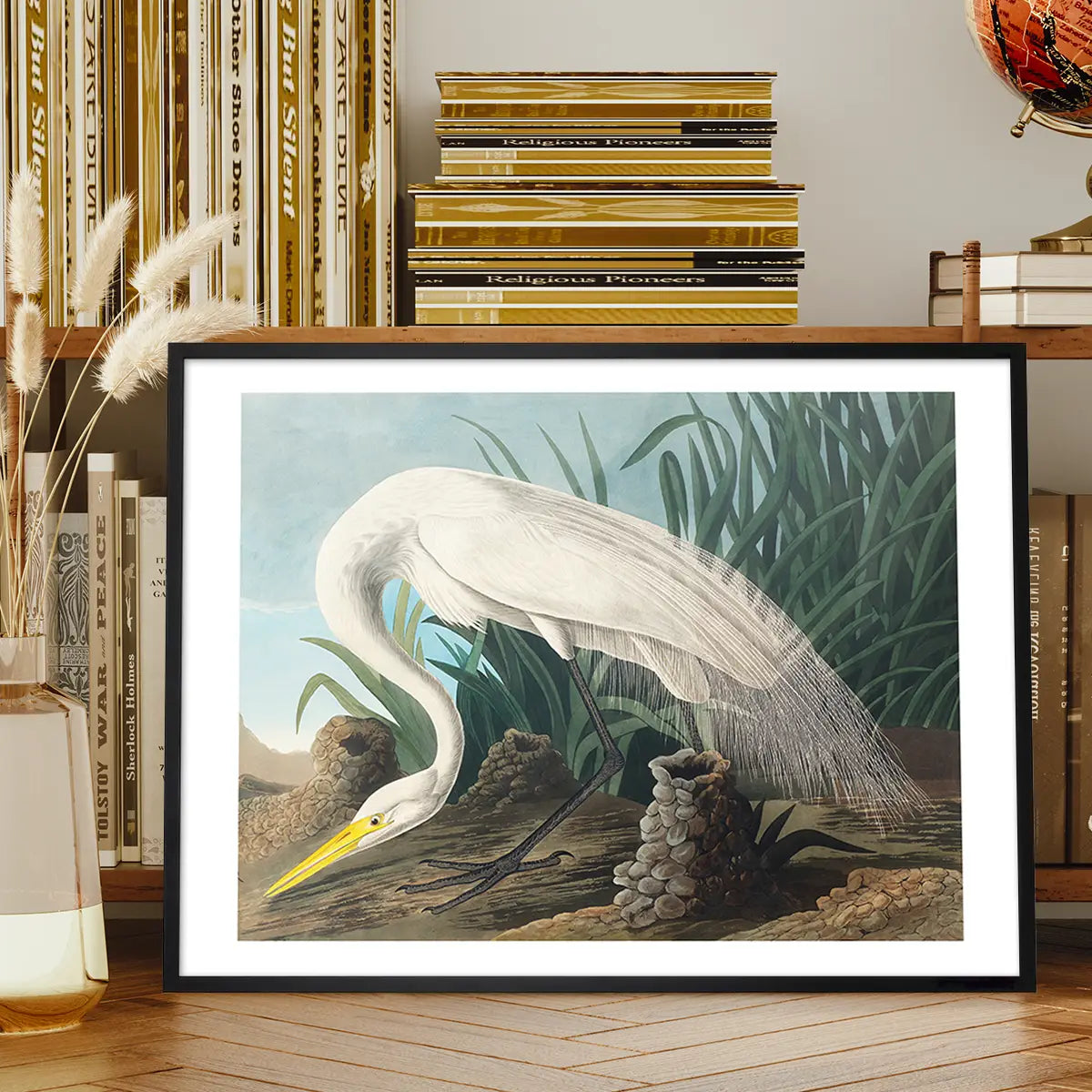 White Heron Vintage Bird Print