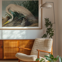 White Heron Vintage Bird Print
