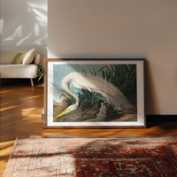 White Heron Vintage Bird Print