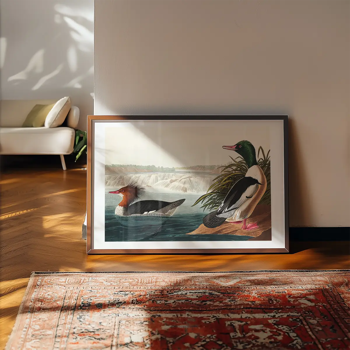 Goosanders Vintage Bird Print