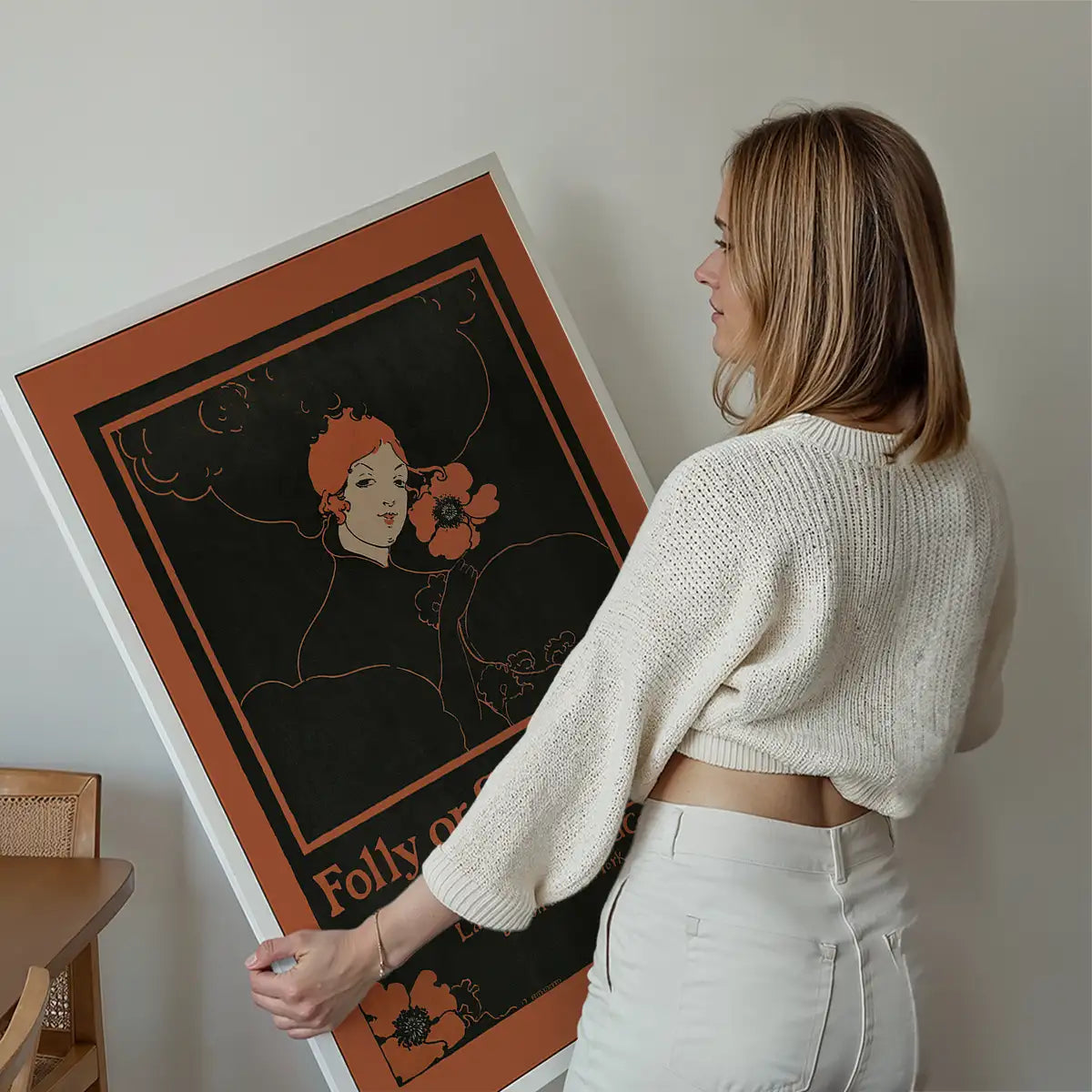 Folly or Saintliness vintage poster of a woman by Ethel Reed