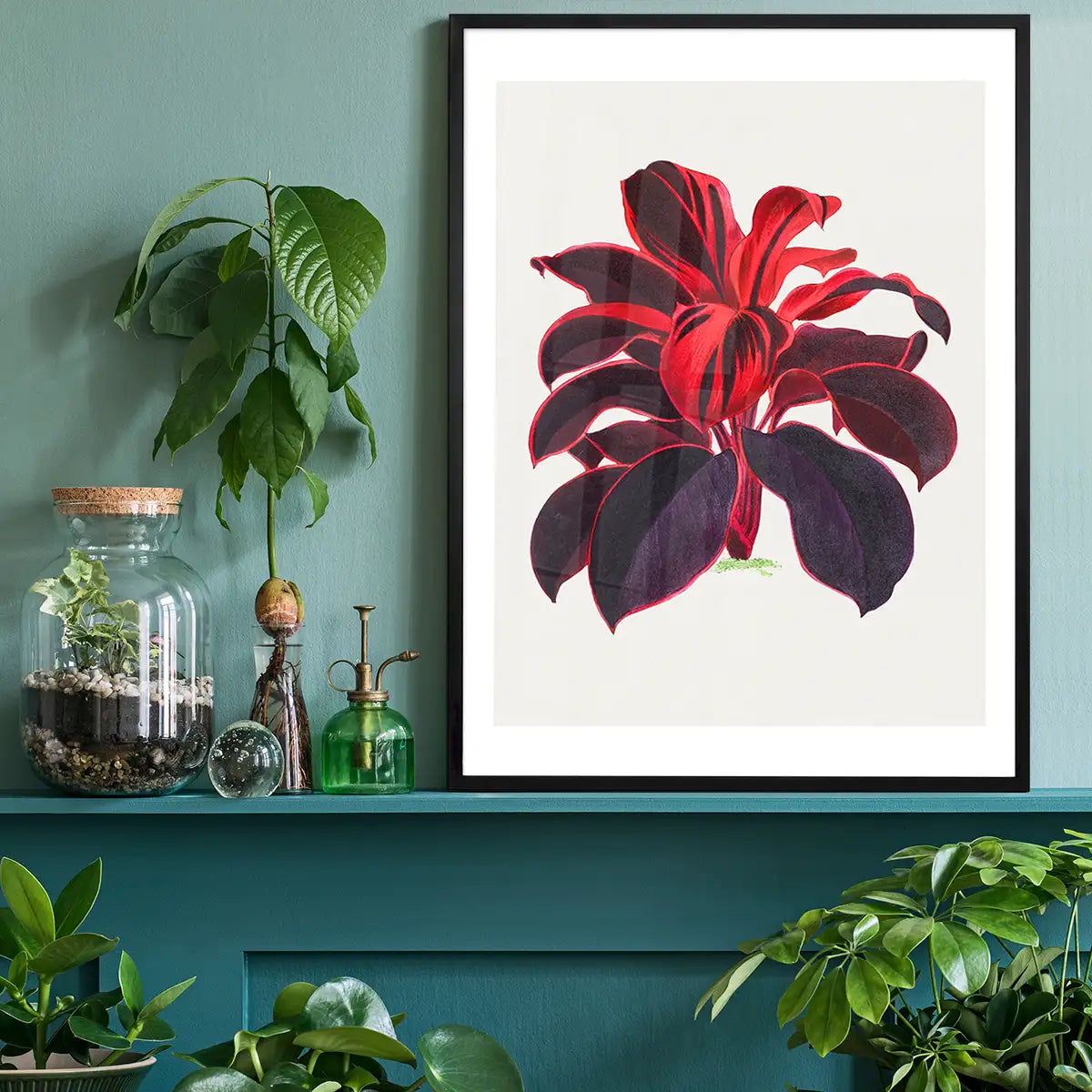 Hand drawn Hawaiian Ti plant print