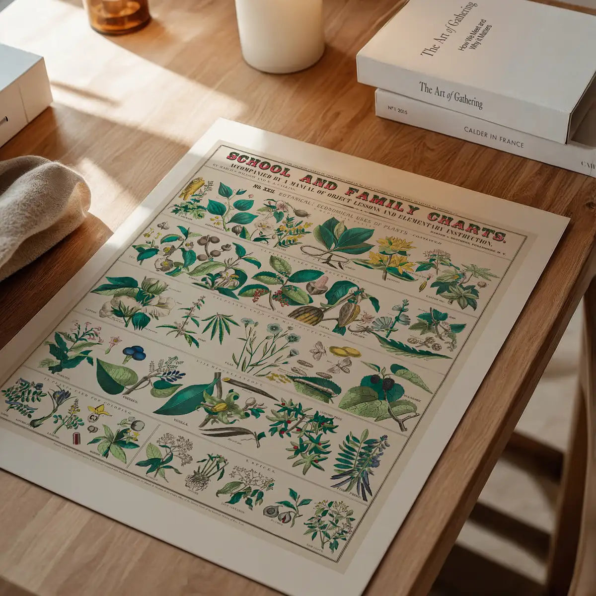 School and Family Charts - Uses of Plants Botanical Print