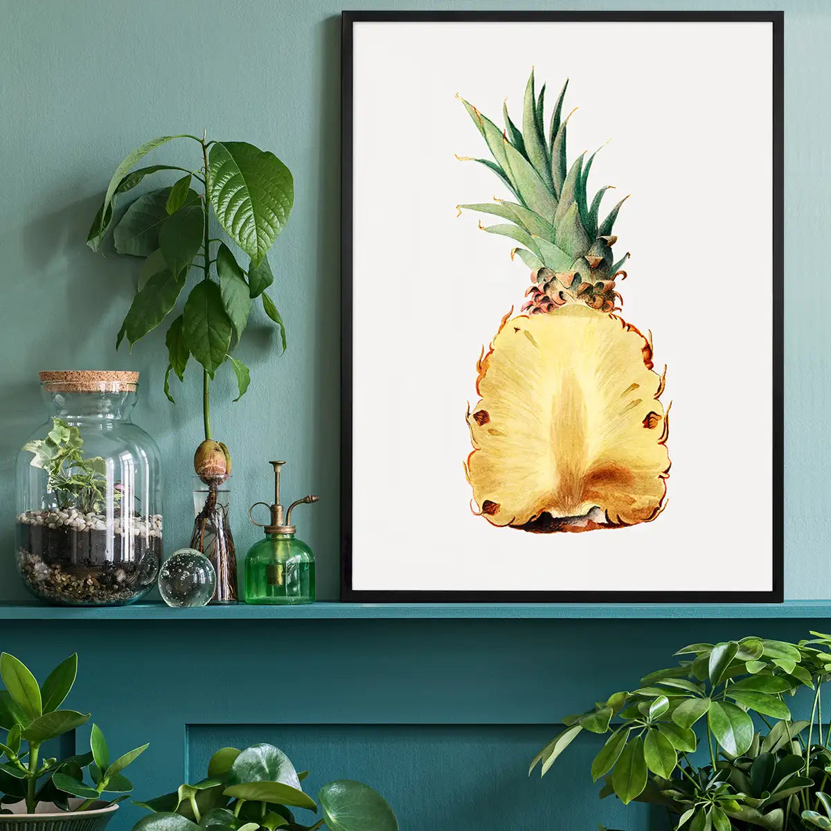 Vintage Half Pineapple Fruit Illustration Print