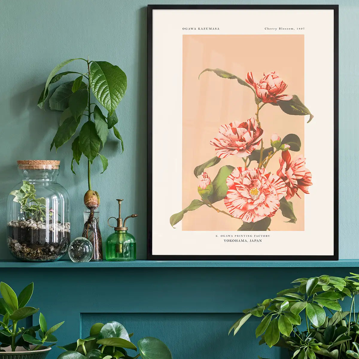 Striped Camellias Ogawa Kazumasa Flowers Print