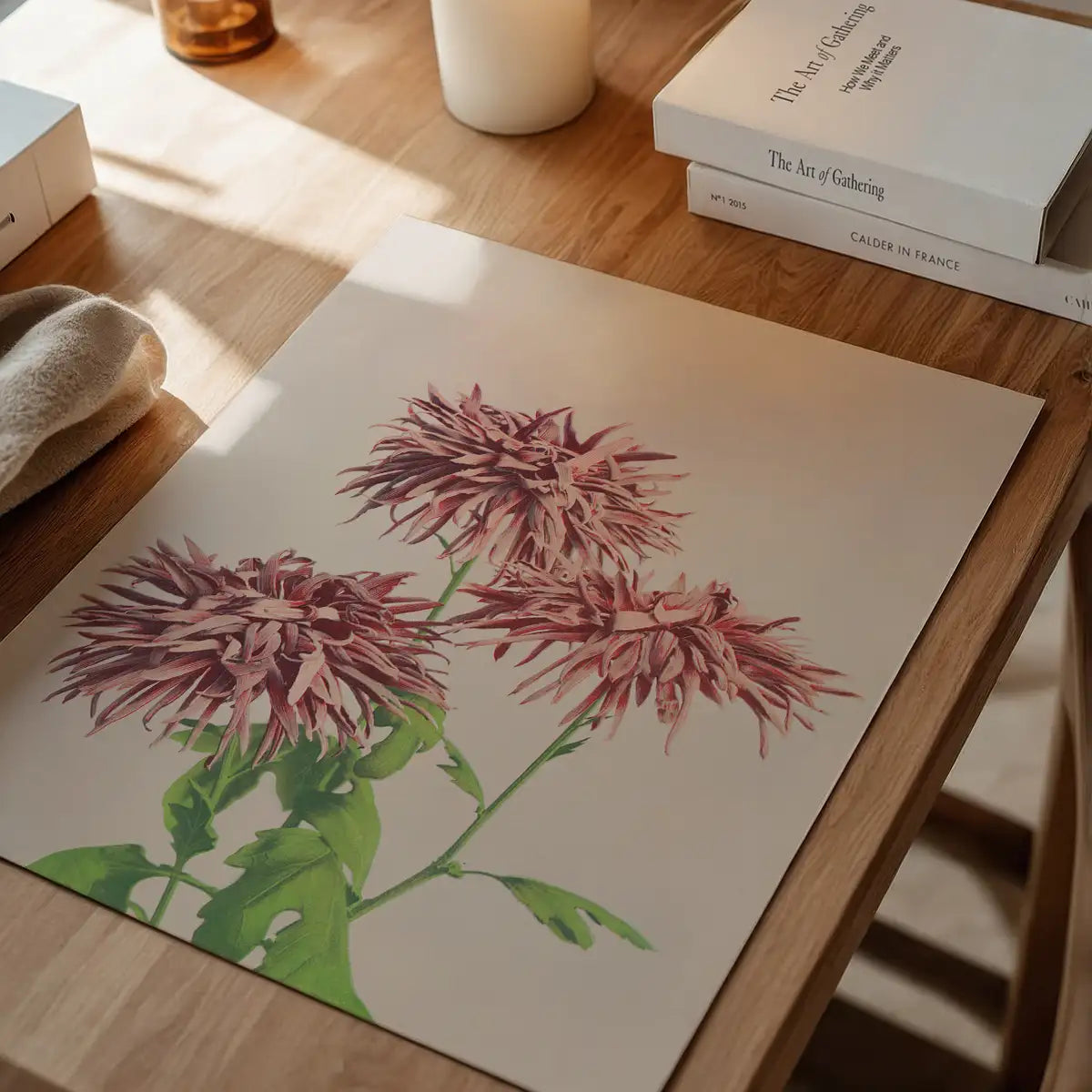 Three Pink Chrysanthemums Ogawa Kazumasa Flowers Print