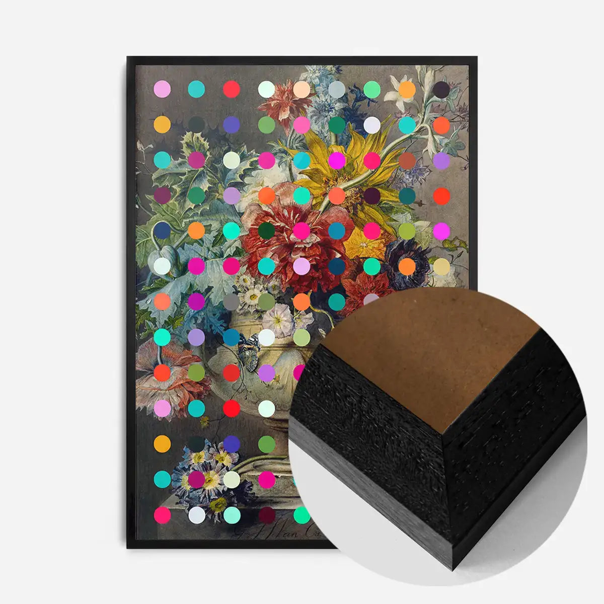 Modern Art Dots Flowers Altered Art Print