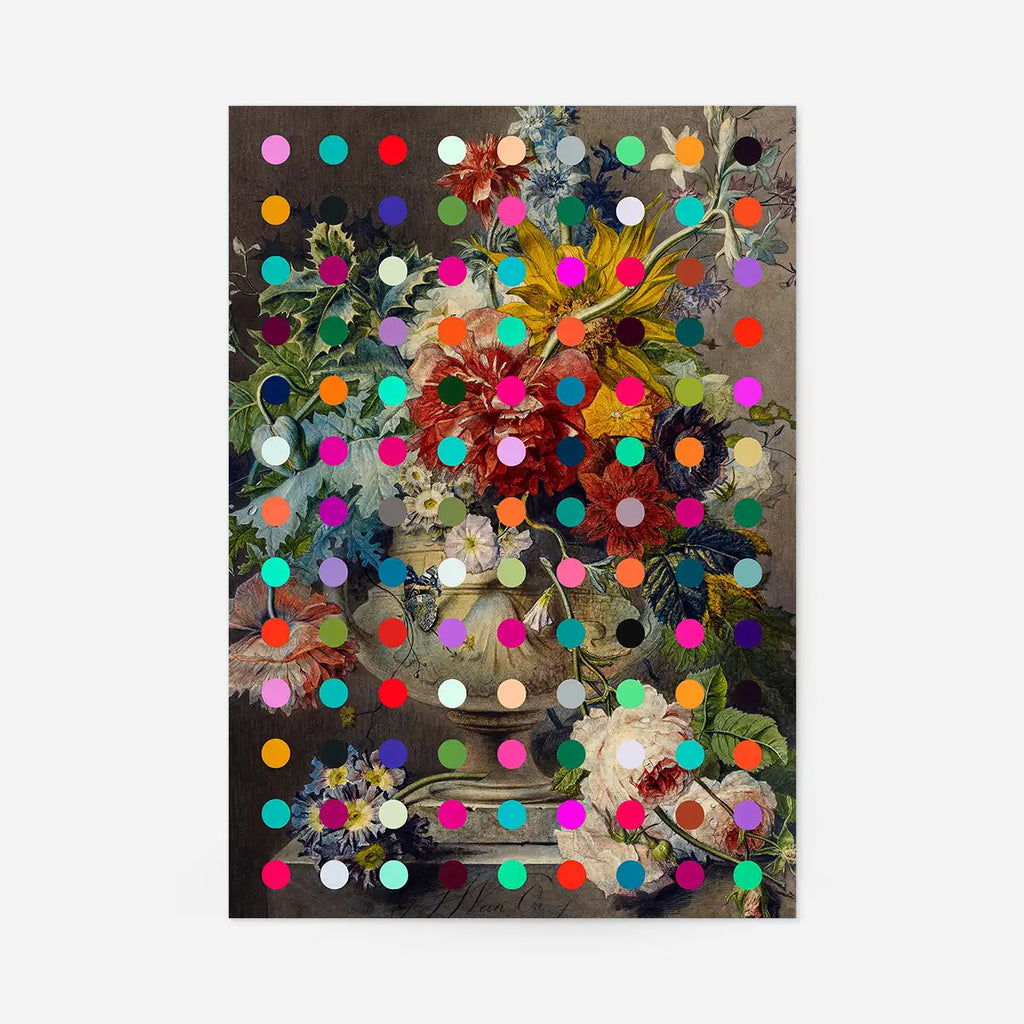 Modern Art Dots Flowers Altered Art Print