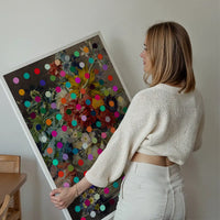 Modern Art Dots Flowers Altered Art Print