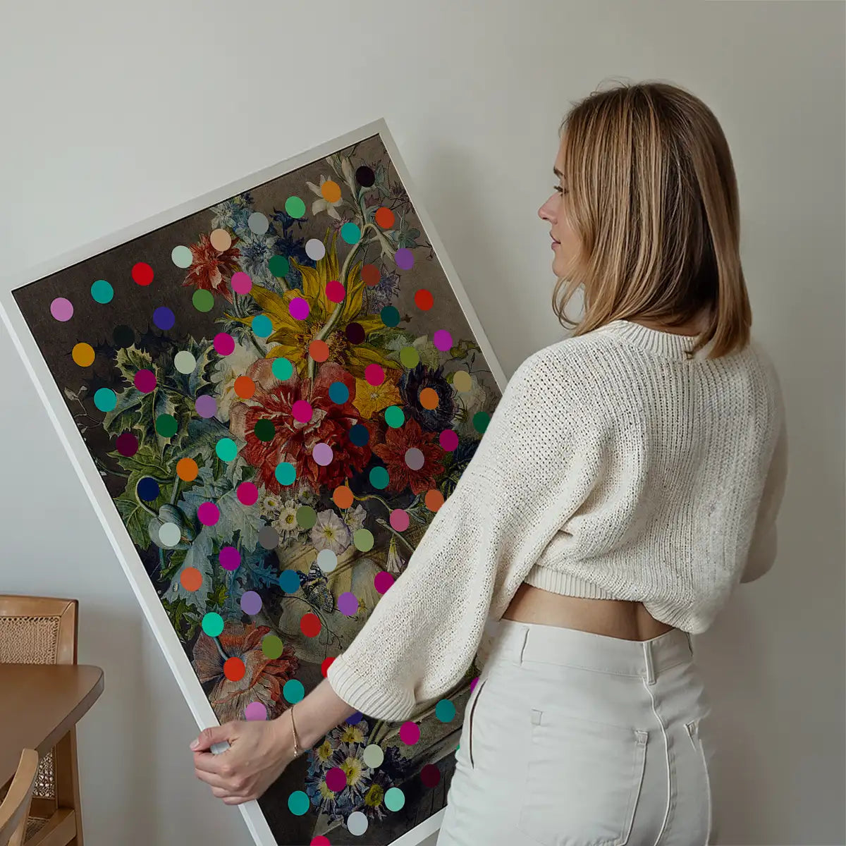 Modern Art Dots Flowers Altered Art Print