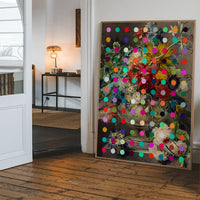 Modern Art Dots Flowers Altered Art Print