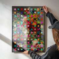 Modern Art Dots Flowers Altered Art Print