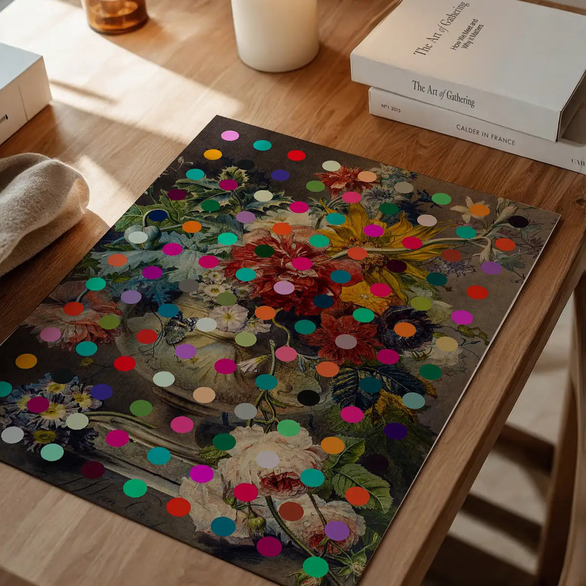 Modern Art Dots Flowers Altered Art Print
