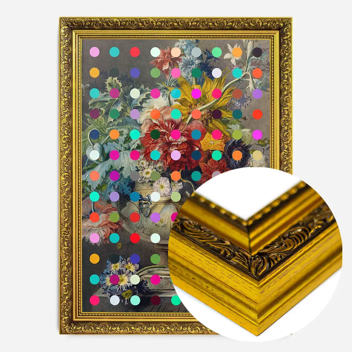Modern Art Dots Flowers Altered Art Print