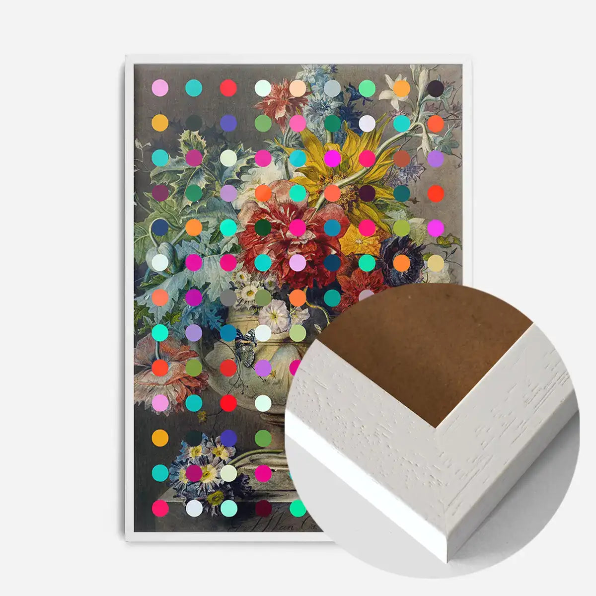 Modern Art Dots Flowers Altered Art Print