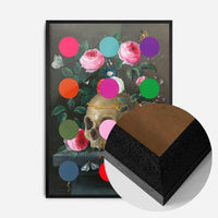 Modern Art Dots Still Life Skull and Flowers Altered Art Print