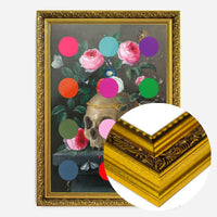 Modern Art Dots Still Life Skull and Flowers Altered Art Print