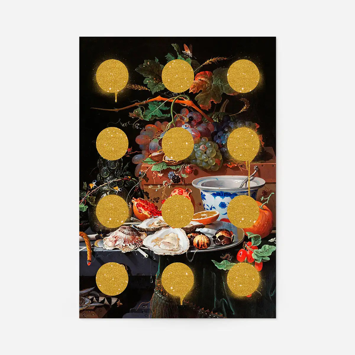 Gold Glitter Dots Still Life Print