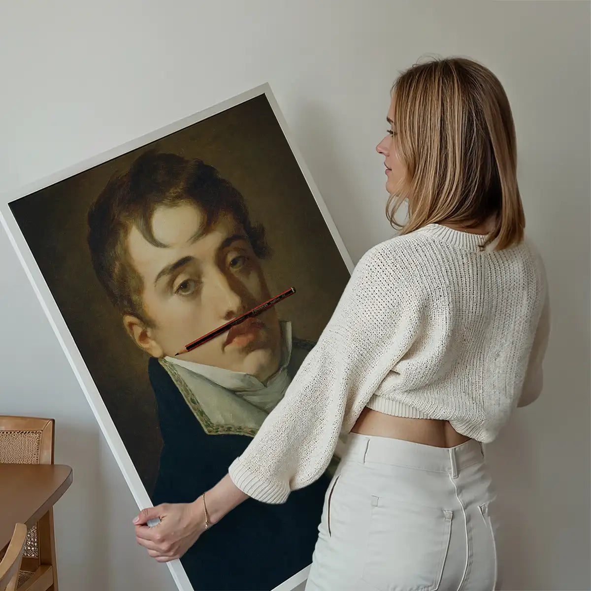 David Johnston by Pierre Paul Prudhon with Pencil Moustache Print