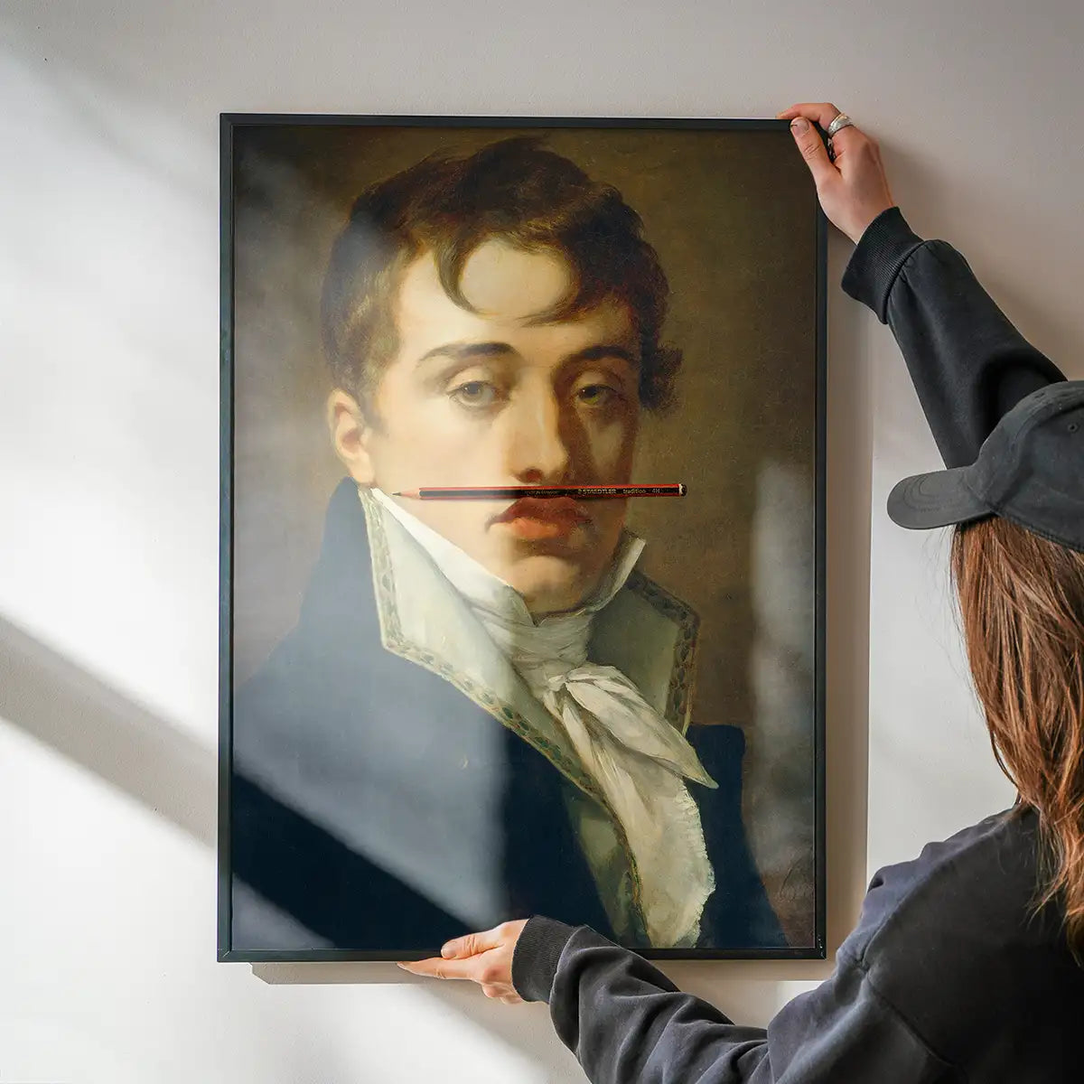 David Johnston by Pierre Paul Prudhon with Pencil Moustache Print