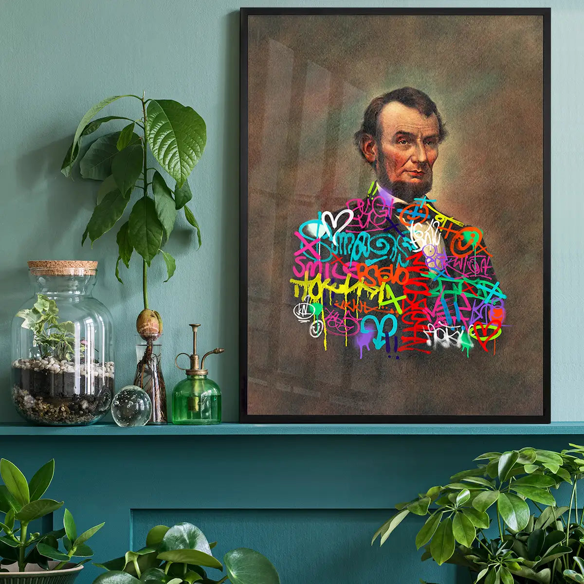 Abraham Lincoln Graffiti Jacket Print