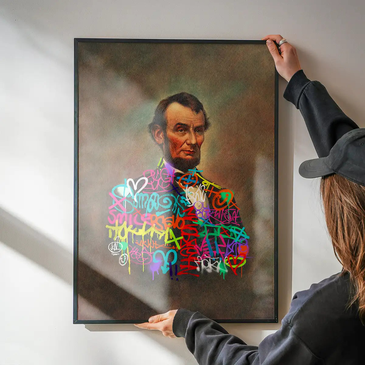 Abraham Lincoln Graffiti Jacket Print