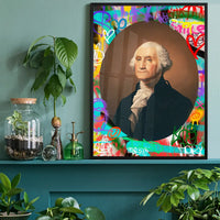 George Washington Graffiti Background Portrait Print
