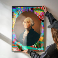 George Washington Graffiti Background Portrait Print