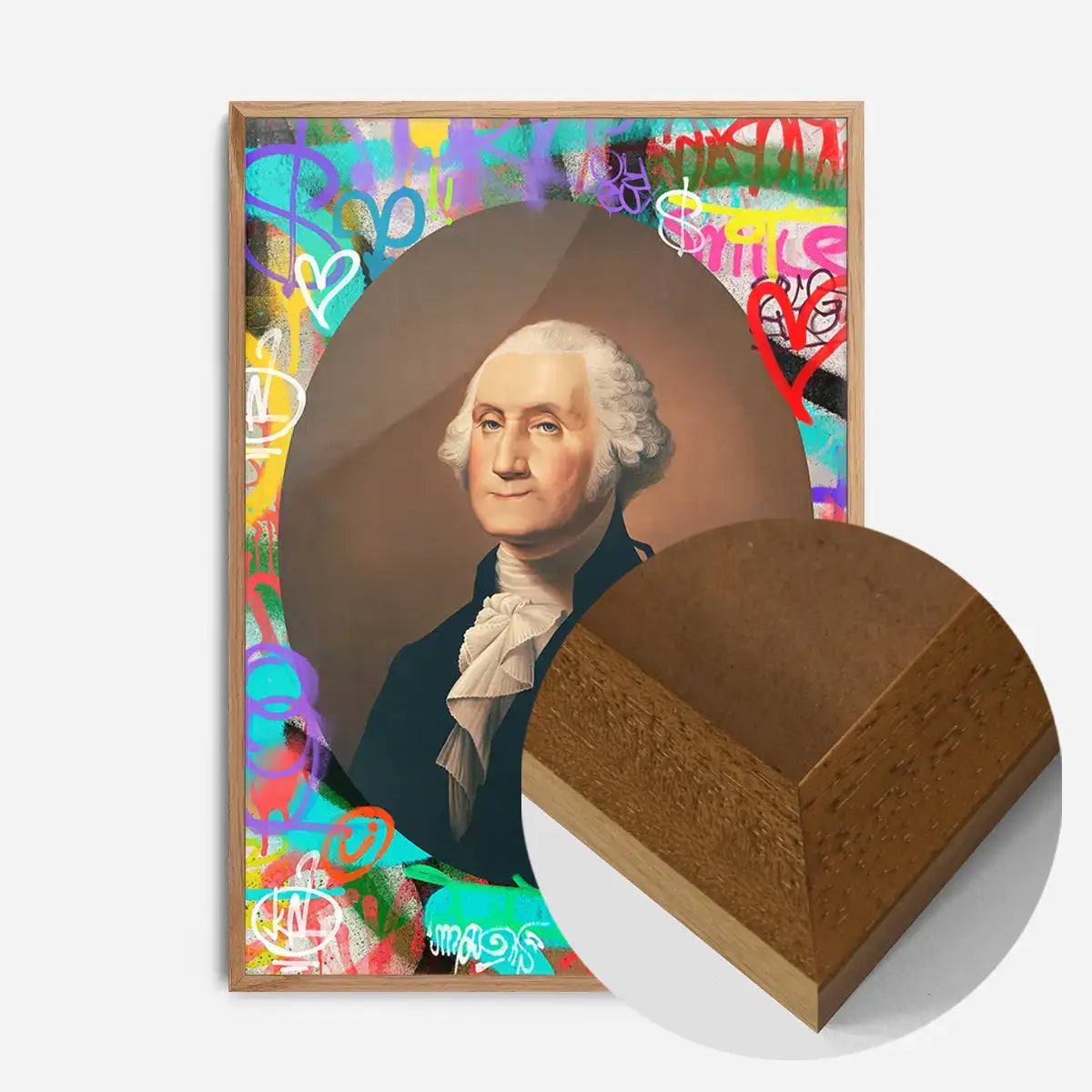 George Washington Graffiti Background Portrait Print