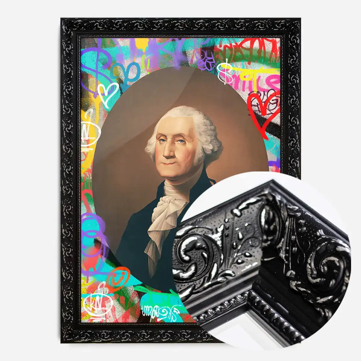 George Washington Graffiti Background Portrait Print