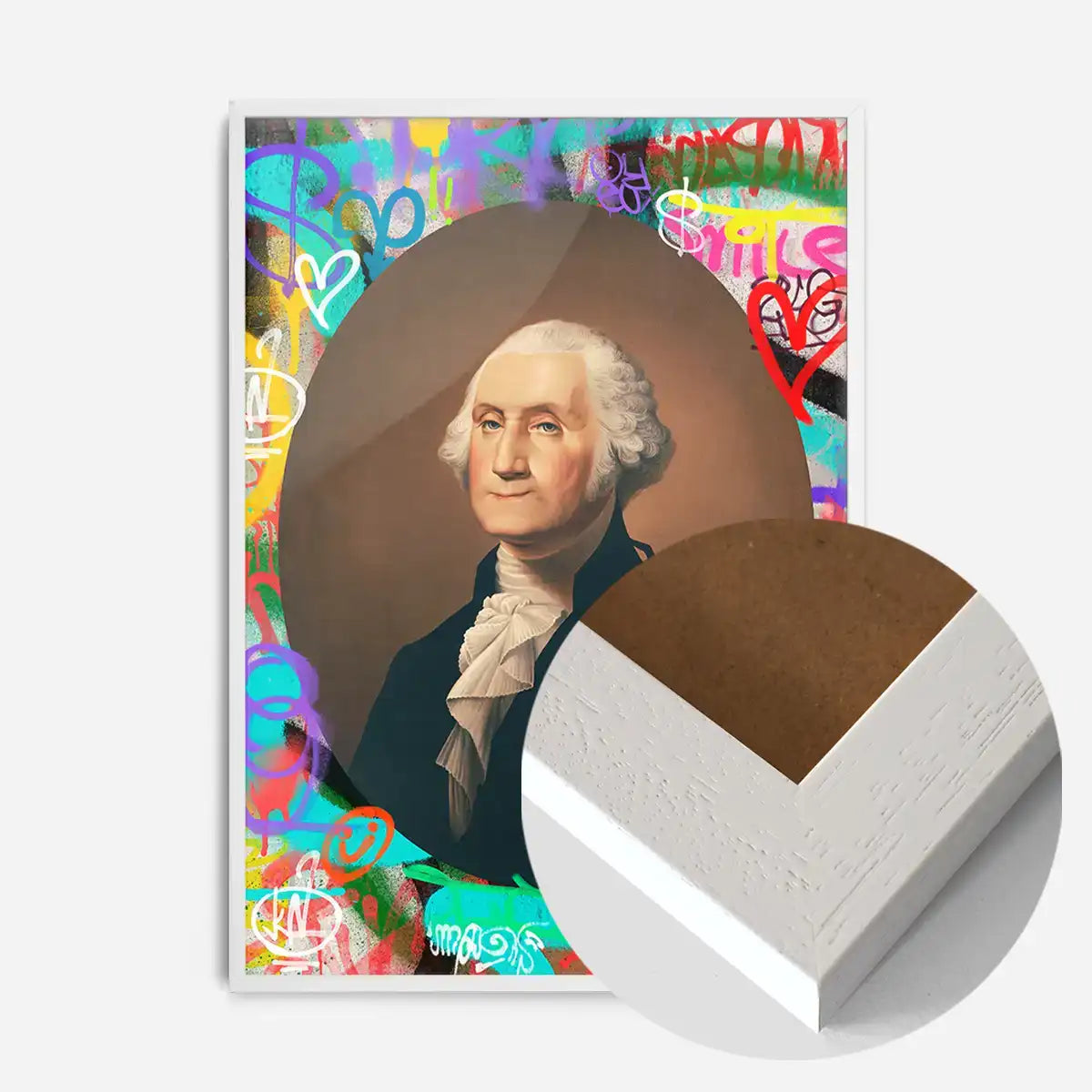 George Washington Graffiti Background Portrait Print